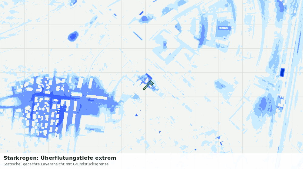Statische Kartenansicht: Starkregen: Überflutungstiefe extrem