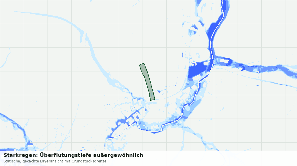 Statische Kartenansicht: Starkregen: Überflutungstiefe außergewöhnlich
