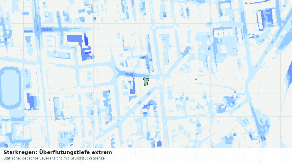 Statische Kartenansicht: Starkregen: Überflutungstiefe extrem
