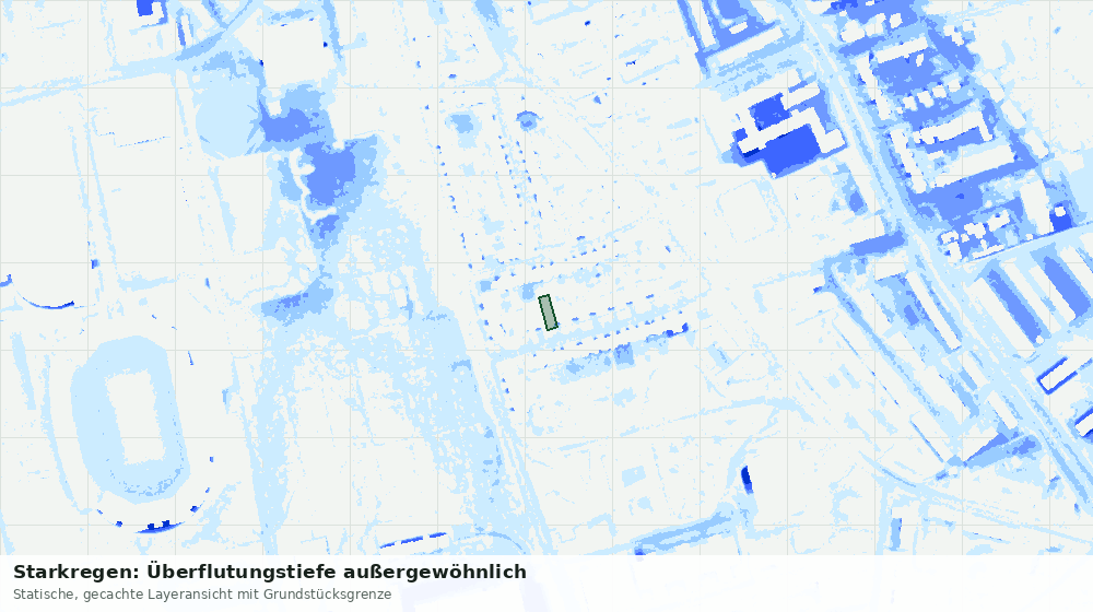 Statische Kartenansicht: Starkregen: Überflutungstiefe außergewöhnlich