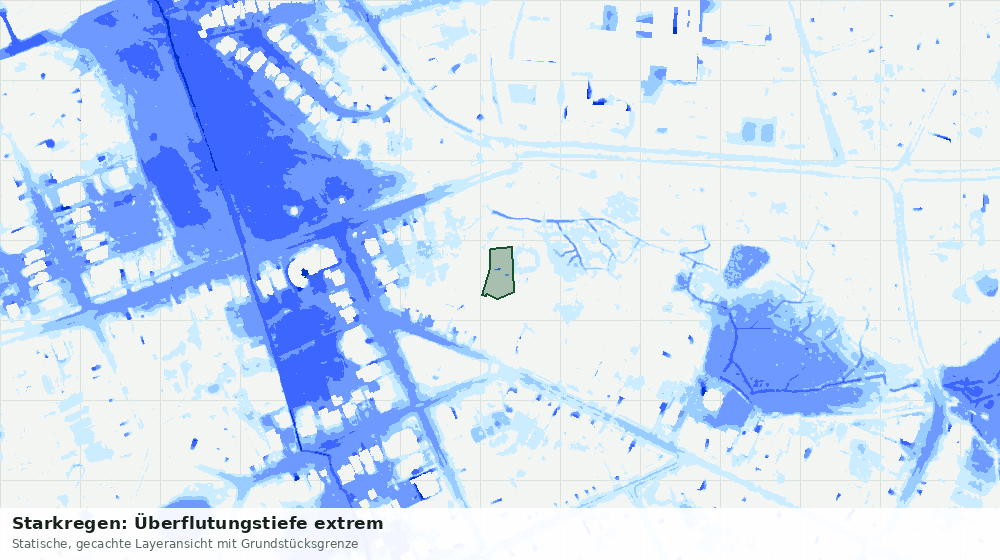 Statische Kartenansicht: Starkregen: Überflutungstiefe extrem