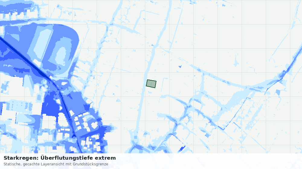 Statische Kartenansicht: Starkregen: Überflutungstiefe extrem