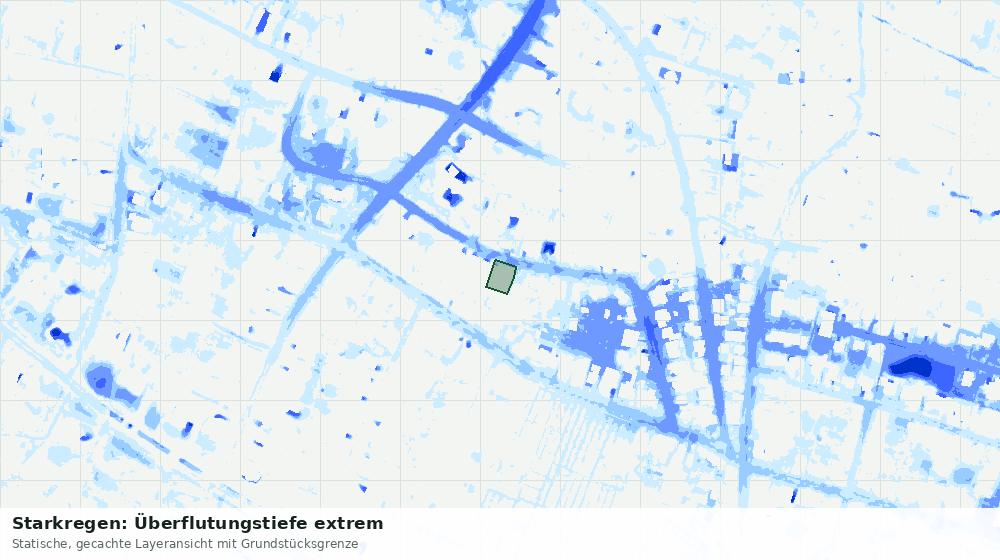 Statische Kartenansicht: Starkregen: Überflutungstiefe extrem