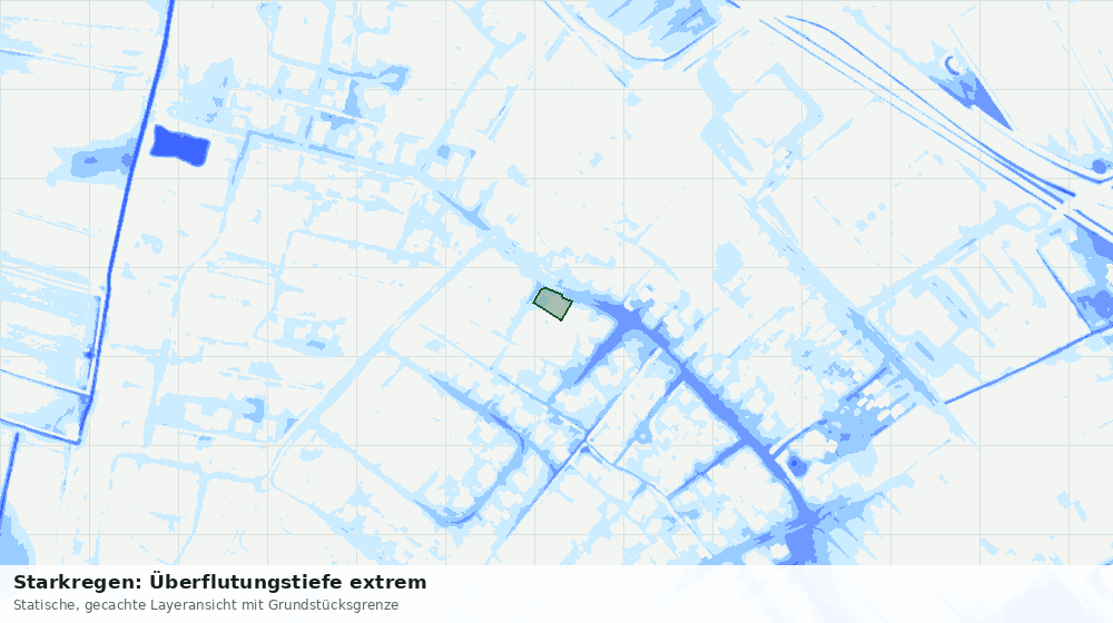 Statische Kartenansicht: Starkregen: Überflutungstiefe extrem