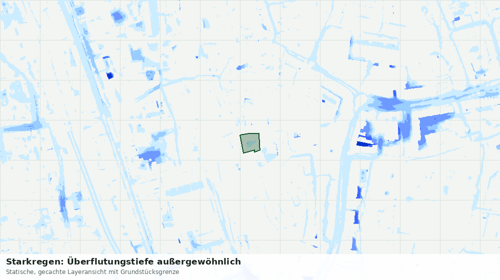 Statische Kartenansicht: Starkregen: Überflutungstiefe außergewöhnlich