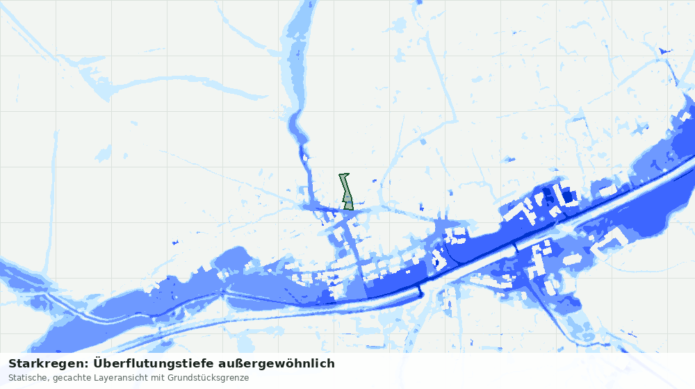 Statische Kartenansicht: Starkregen: Überflutungstiefe außergewöhnlich