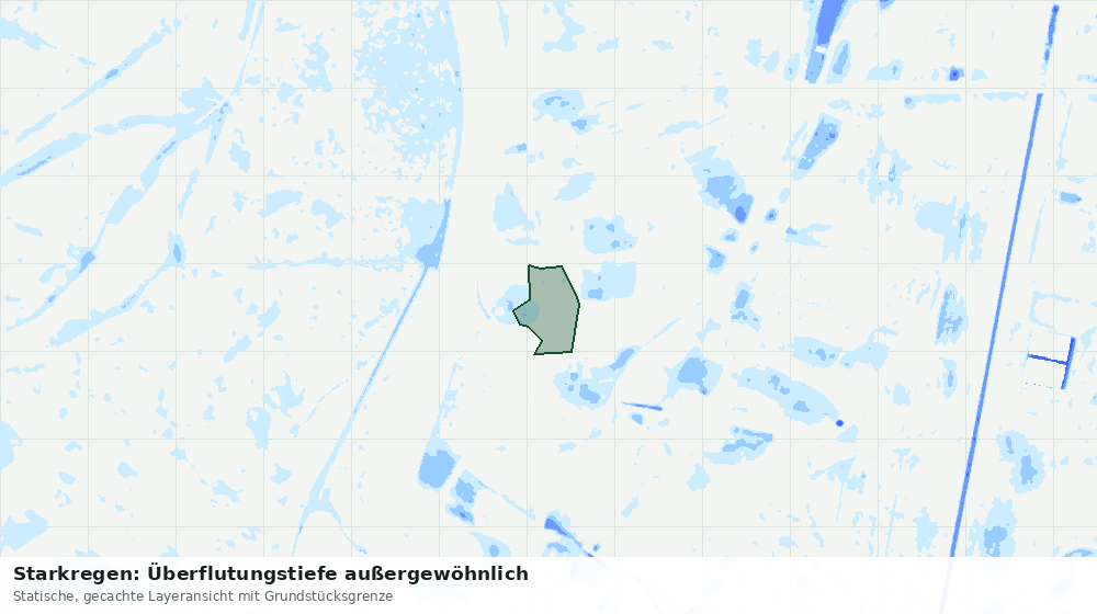 Statische Kartenansicht: Starkregen: Überflutungstiefe außergewöhnlich
