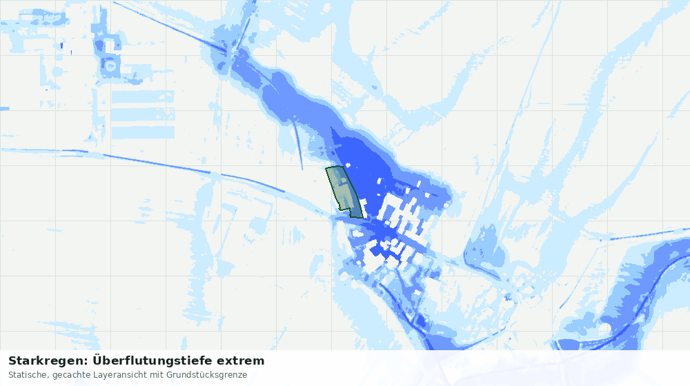 Statische Kartenansicht: Starkregen: Überflutungstiefe extrem