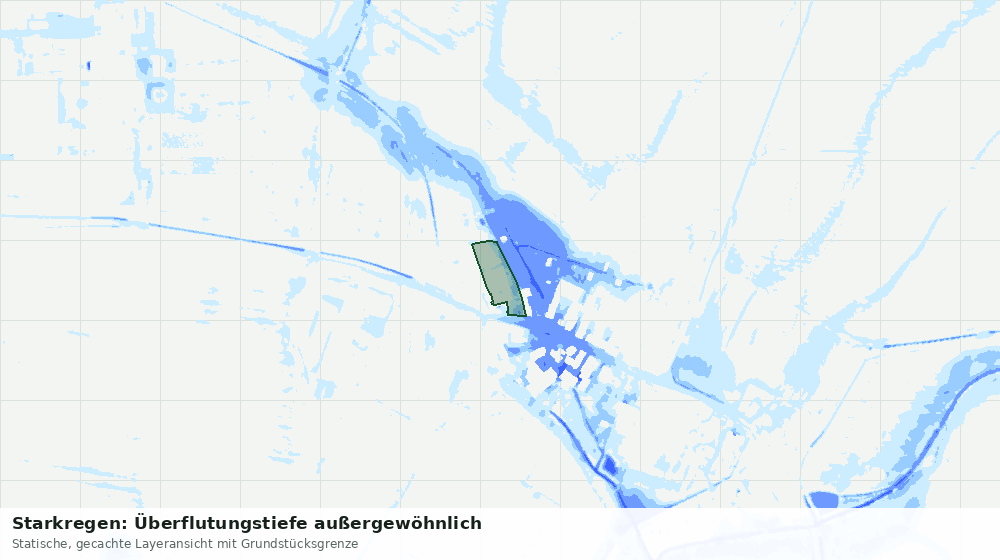 Statische Kartenansicht: Starkregen: Überflutungstiefe außergewöhnlich