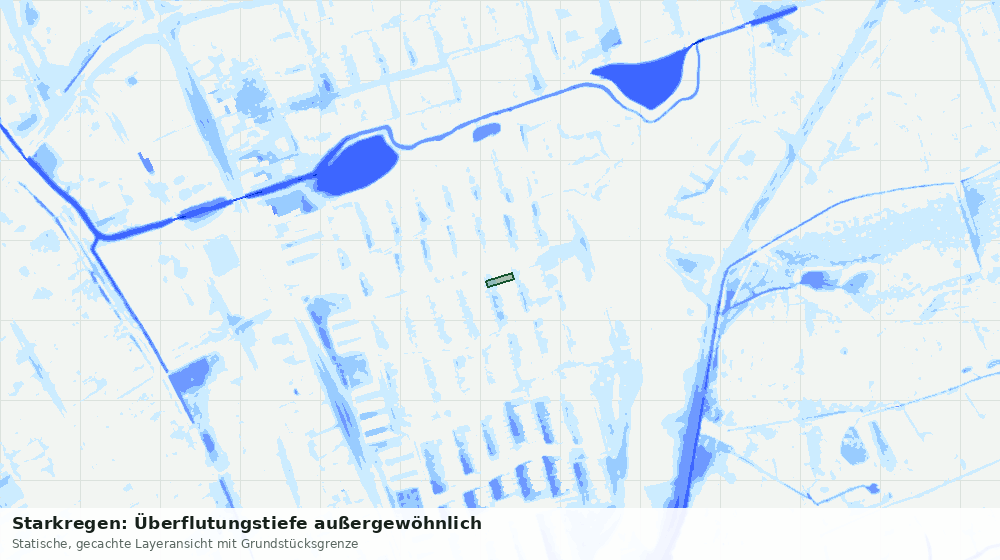 Statische Kartenansicht: Starkregen: Überflutungstiefe außergewöhnlich