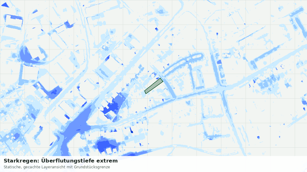 Statische Kartenansicht: Starkregen: Überflutungstiefe extrem