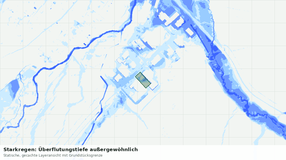 Statische Kartenansicht: Starkregen: Überflutungstiefe außergewöhnlich