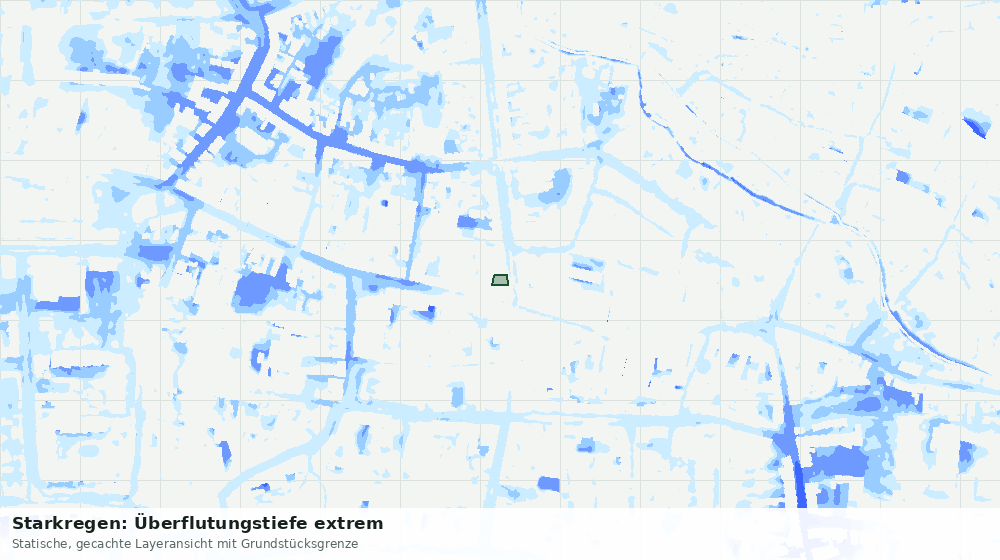 Statische Kartenansicht: Starkregen: Überflutungstiefe extrem