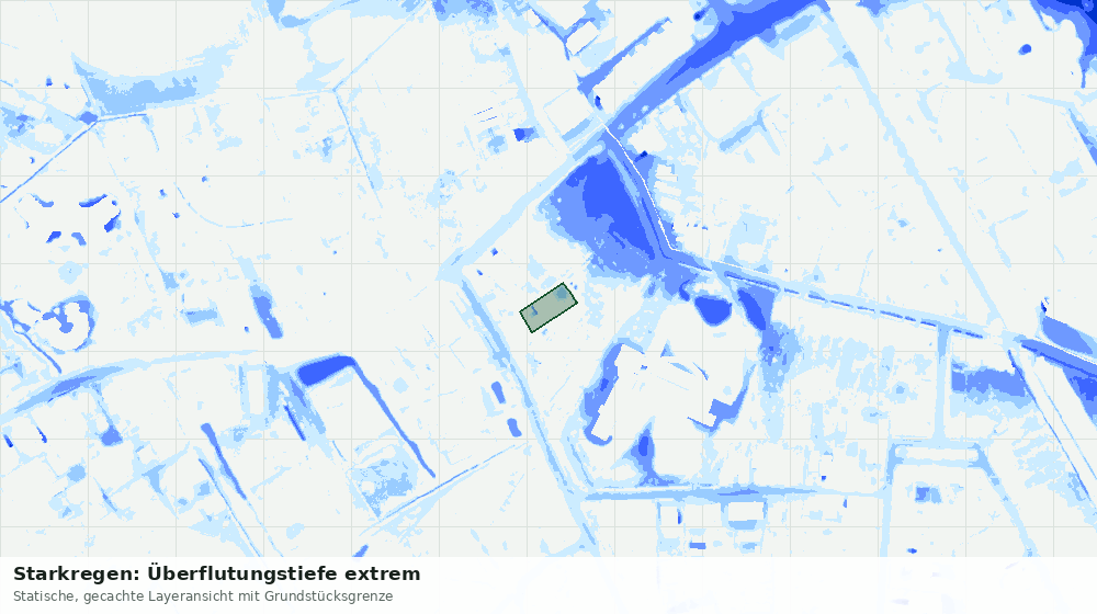 Statische Kartenansicht: Starkregen: Überflutungstiefe extrem