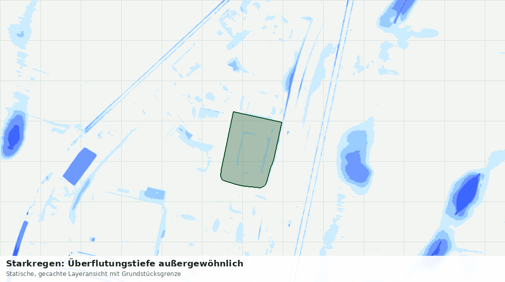 Statische Kartenansicht: Starkregen: Überflutungstiefe außergewöhnlich