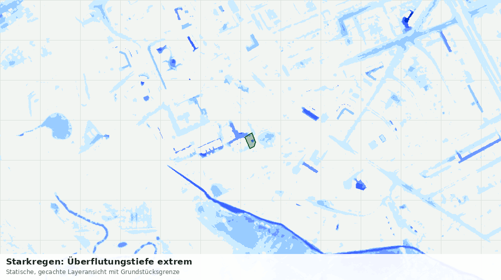 Statische Kartenansicht: Starkregen: Überflutungstiefe extrem