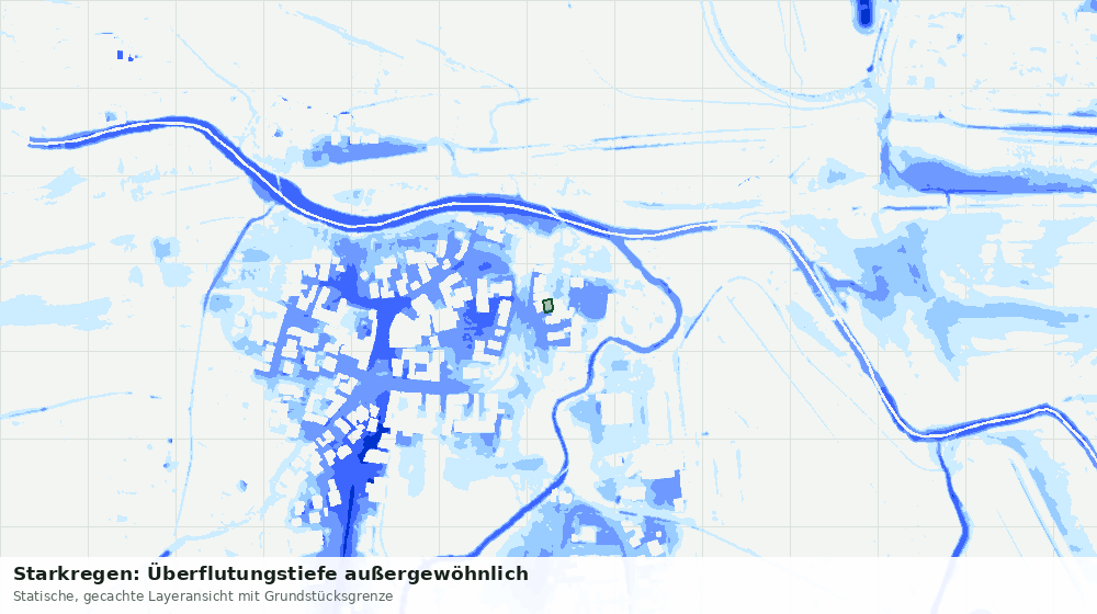 Statische Kartenansicht: Starkregen: Überflutungstiefe außergewöhnlich