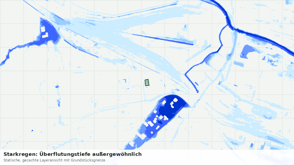 Statische Kartenansicht: Starkregen: Überflutungstiefe außergewöhnlich