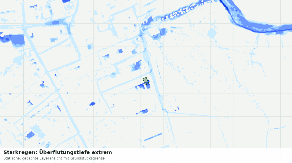 Statische Kartenansicht: Starkregen: Überflutungstiefe extrem