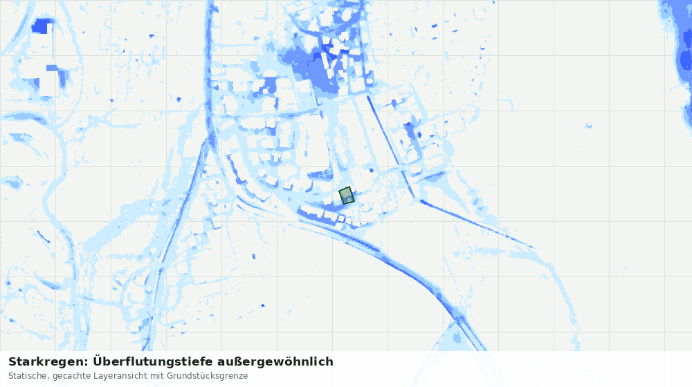 Statische Kartenansicht: Starkregen: Überflutungstiefe außergewöhnlich