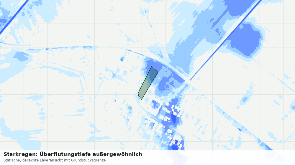 Statische Kartenansicht: Starkregen: Überflutungstiefe außergewöhnlich