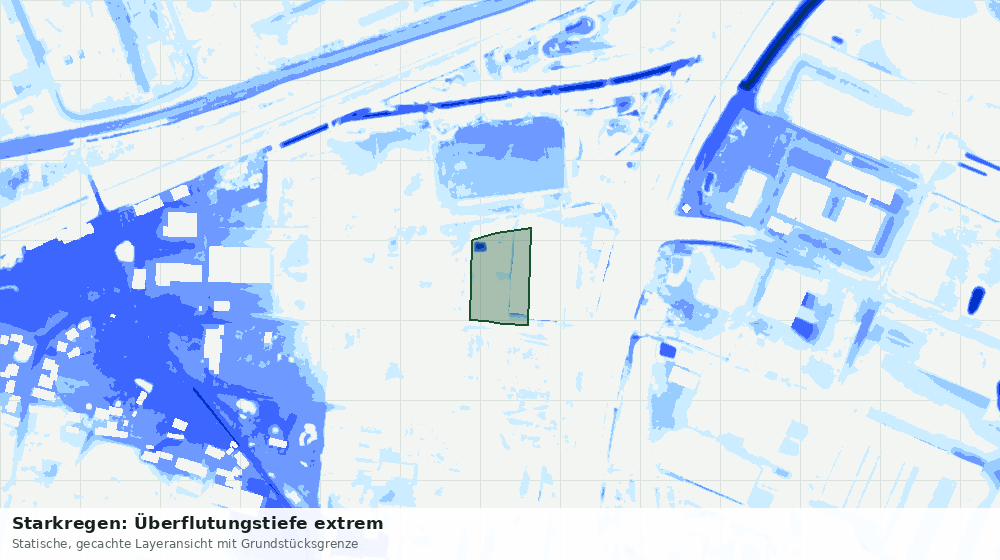 Statische Kartenansicht: Starkregen: Überflutungstiefe extrem