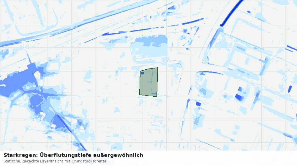 Statische Kartenansicht: Starkregen: Überflutungstiefe außergewöhnlich