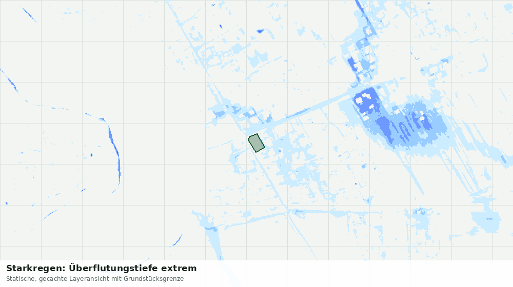 Statische Kartenansicht: Starkregen: Überflutungstiefe extrem