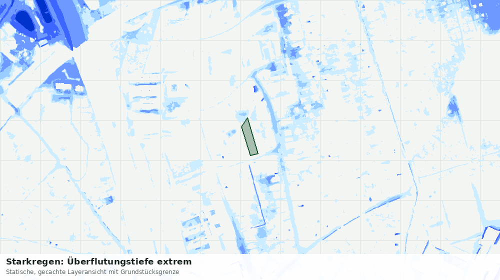 Statische Kartenansicht: Starkregen: Überflutungstiefe extrem