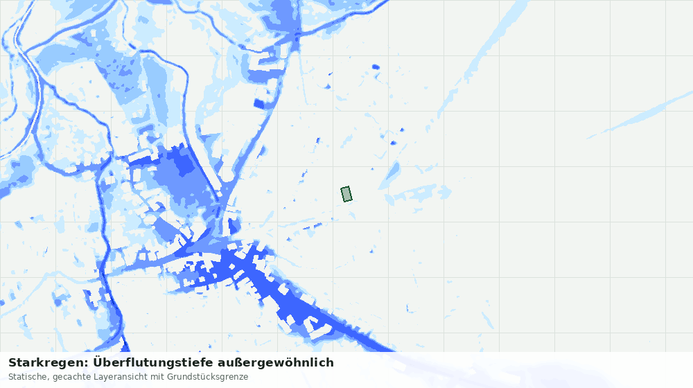 Statische Kartenansicht: Starkregen: Überflutungstiefe außergewöhnlich