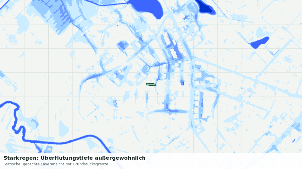 Statische Kartenansicht: Starkregen: Überflutungstiefe außergewöhnlich