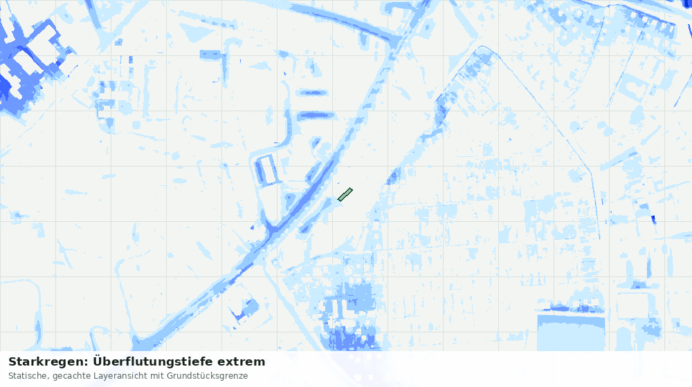 Statische Kartenansicht: Starkregen: Überflutungstiefe extrem