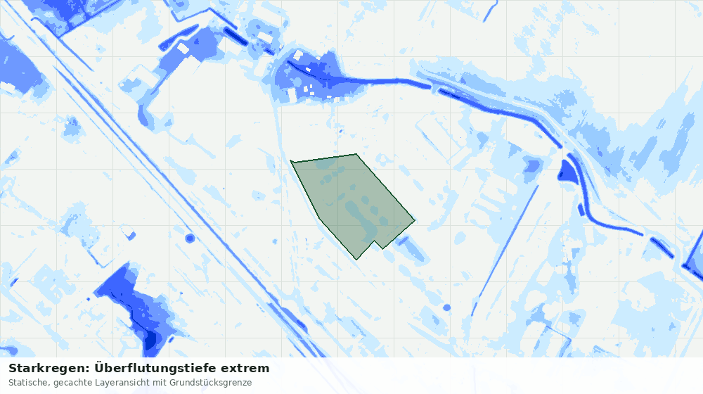 Statische Kartenansicht: Starkregen: Überflutungstiefe extrem