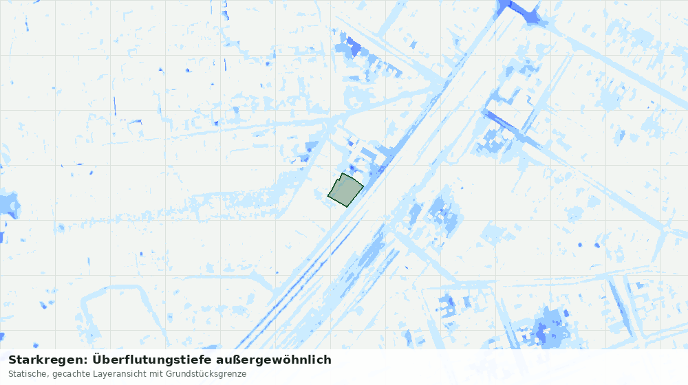 Statische Kartenansicht: Starkregen: Überflutungstiefe außergewöhnlich