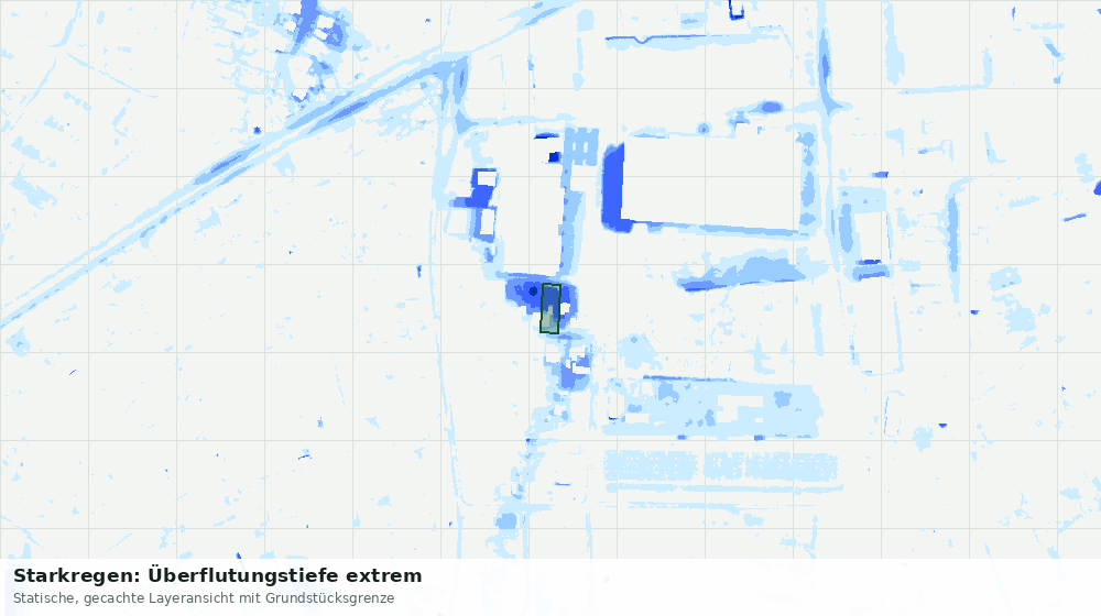 Statische Kartenansicht: Starkregen: Überflutungstiefe extrem