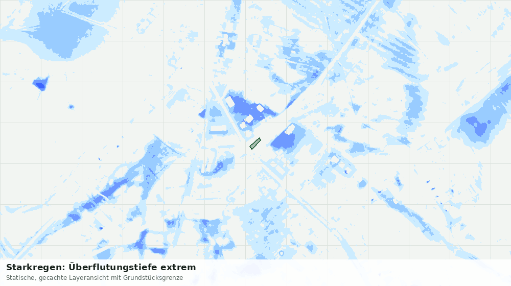 Statische Kartenansicht: Starkregen: Überflutungstiefe extrem