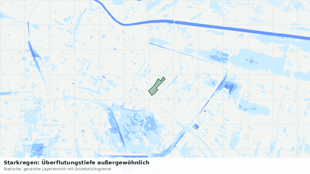 Statische Kartenansicht: Starkregen: Überflutungstiefe außergewöhnlich