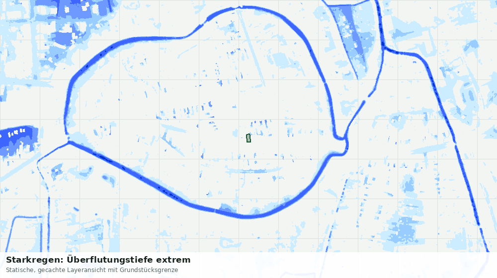 Statische Kartenansicht: Starkregen: Überflutungstiefe extrem