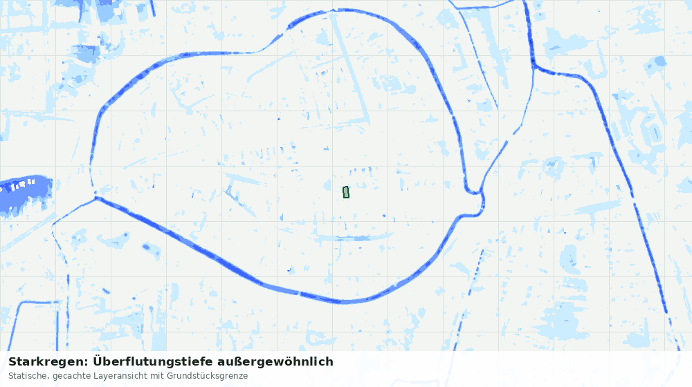 Statische Kartenansicht: Starkregen: Überflutungstiefe außergewöhnlich