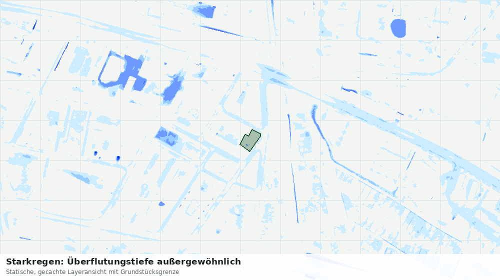 Statische Kartenansicht: Starkregen: Überflutungstiefe außergewöhnlich
