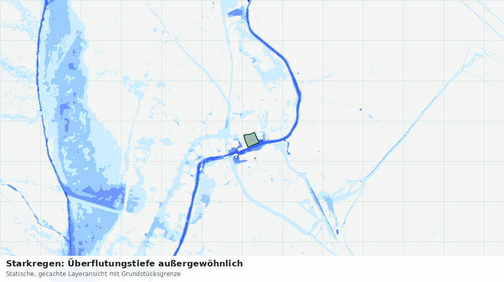 Statische Kartenansicht: Starkregen: Überflutungstiefe außergewöhnlich