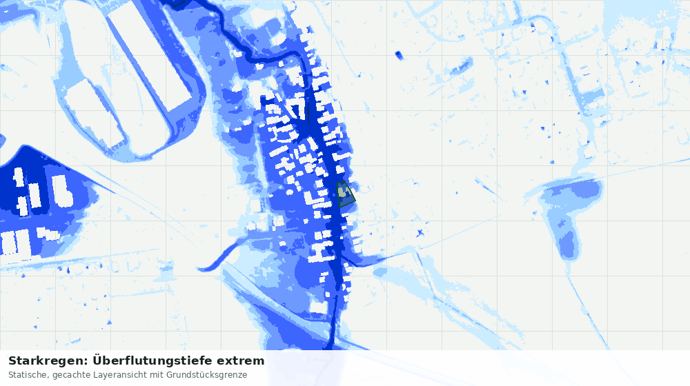 Statische Kartenansicht: Starkregen: Überflutungstiefe extrem