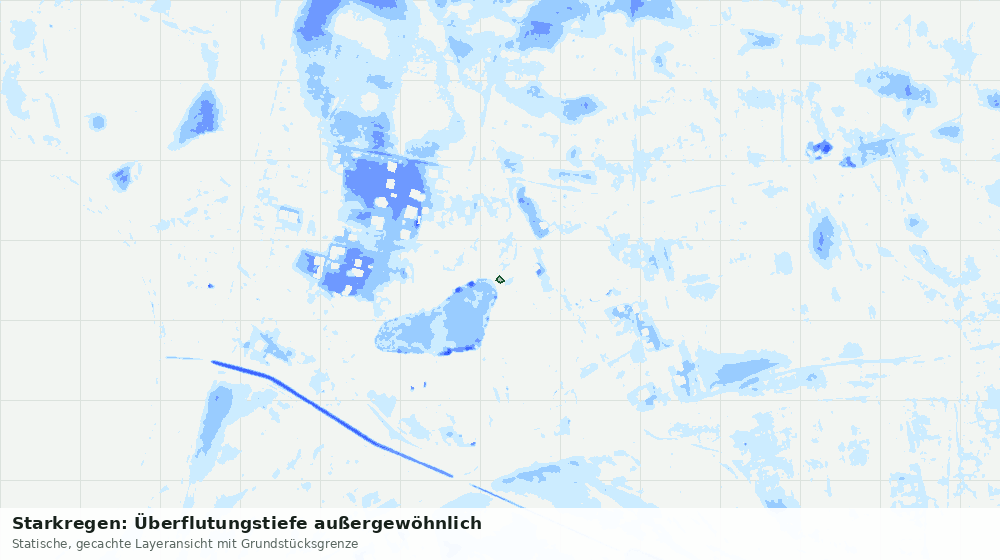 Statische Kartenansicht: Starkregen: Überflutungstiefe außergewöhnlich