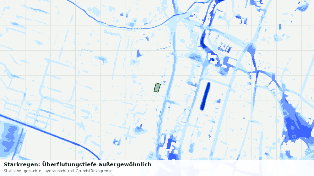 Statische Kartenansicht: Starkregen: Überflutungstiefe außergewöhnlich