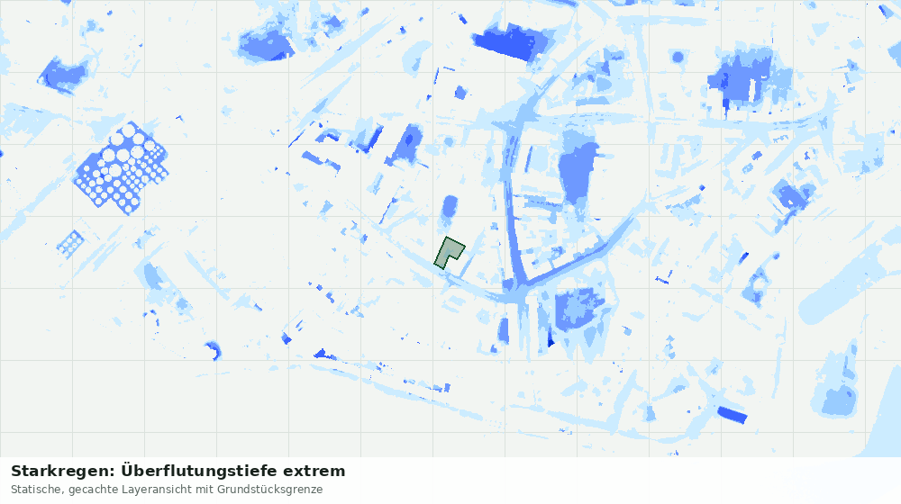 Statische Kartenansicht: Starkregen: Überflutungstiefe extrem