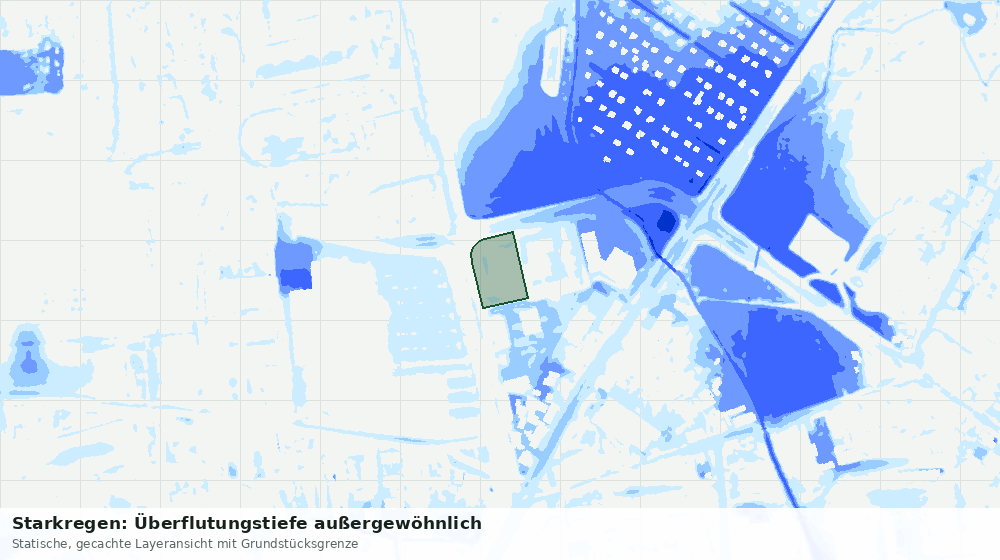 Statische Kartenansicht: Starkregen: Überflutungstiefe außergewöhnlich