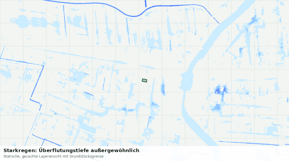 Statische Kartenansicht: Starkregen: Überflutungstiefe außergewöhnlich