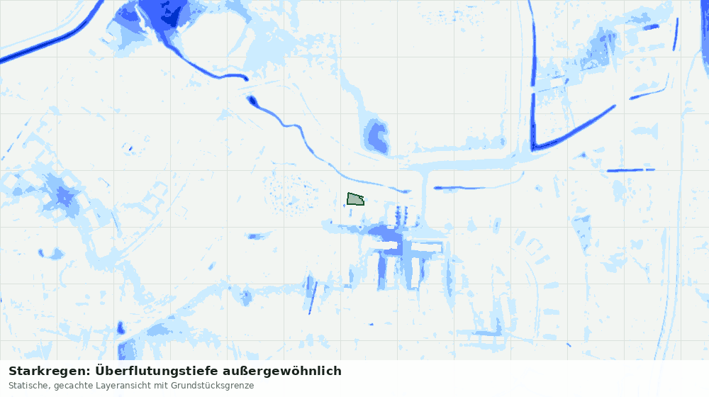 Statische Kartenansicht: Starkregen: Überflutungstiefe außergewöhnlich