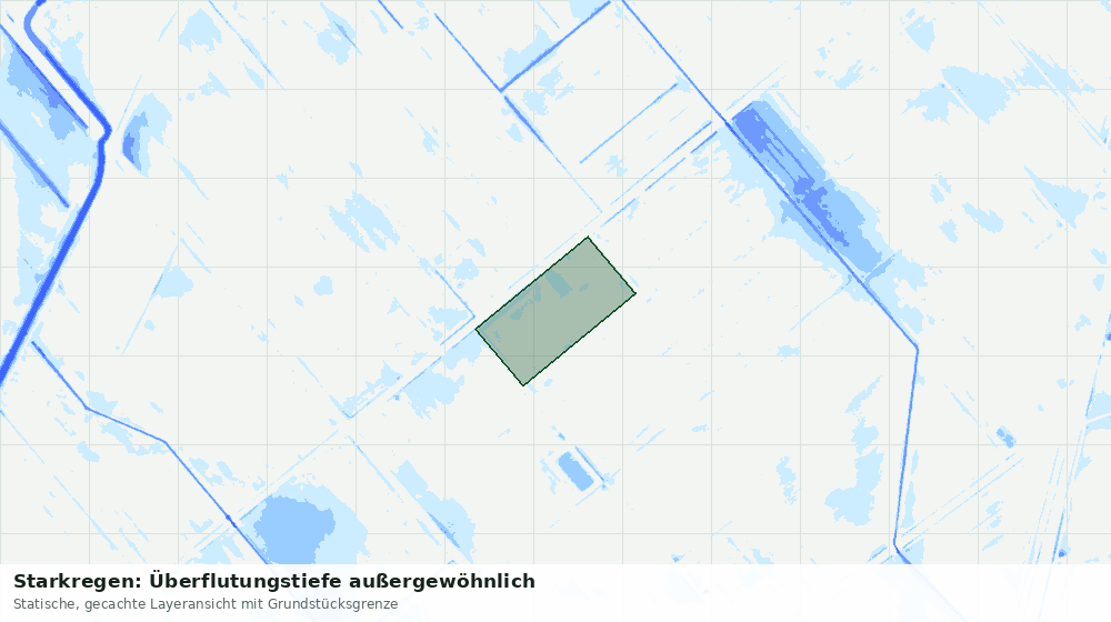 Statische Kartenansicht: Starkregen: Überflutungstiefe außergewöhnlich