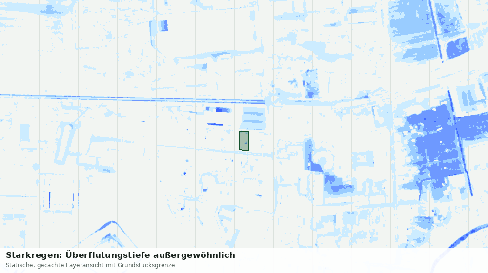 Statische Kartenansicht: Starkregen: Überflutungstiefe außergewöhnlich